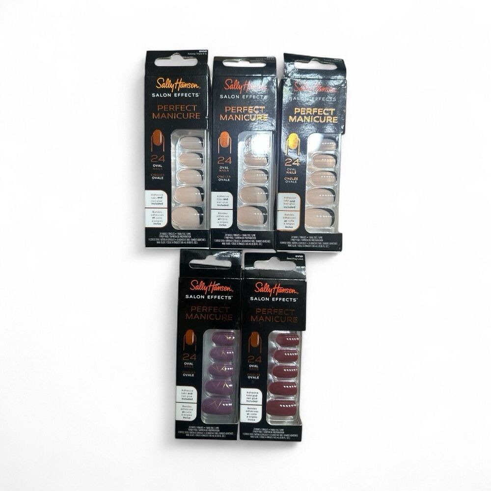 Bundle Lot 5 Boxes Sally Hansen Perfect Manicure Oval Nails OV141 OV121 OV151